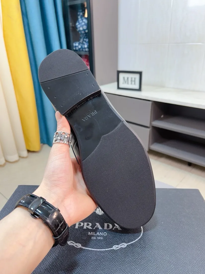 Men's shoes 💰540🌹🌹【PRADA Leather Shoes】Top purchasing agency Original imported Italian custom-made open-edge beaded cowhide leather surface, fully imported water-dyed breathable cowhide lining, original factory special molded sole super comfortable, size: 38-44